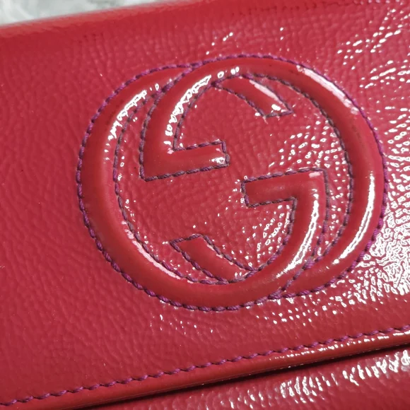*Authentic**Gucci Soho GG Leather Continental Wallet - Crimson Red - Picture 4 of 16